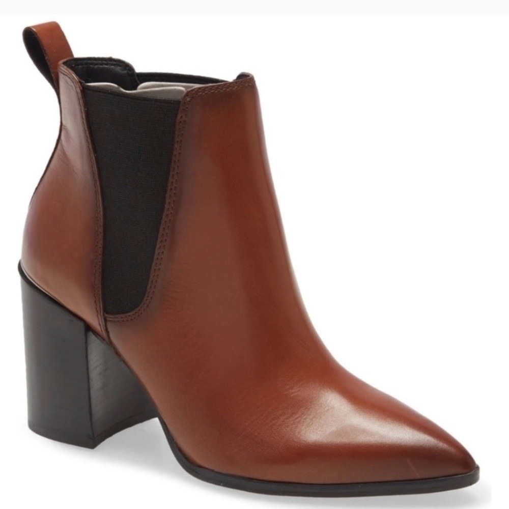 Steve Madden Brown Booties (Knoxi) size 8 M leather‎ tan camel cognac pointy toe